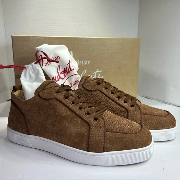 CHRISTIAN LOUBOUTIN RANTULOW ORLATO SNEAKERS BROWN GRAINED SUEDE SZ 44/11 NEW